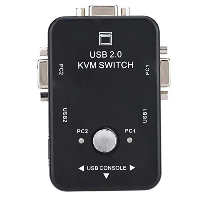 Imagen de Garsent conmutador KVM, KVM USB 2.0 de 2/4 puertos VGA manual, adaptador caja conmutación para monitor PC, teclado y ratón. (2 puertos)