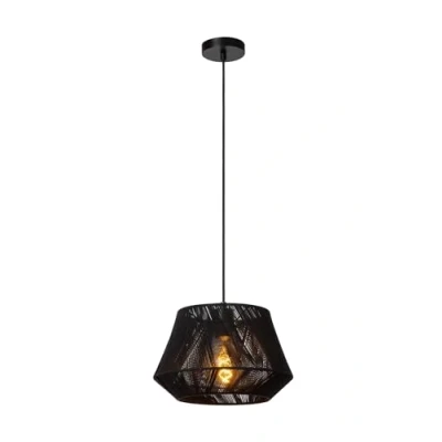 Imagen de Lucide Lámpara colgante Jessica, negra, 1 luz, Ø 30 cm, algodón