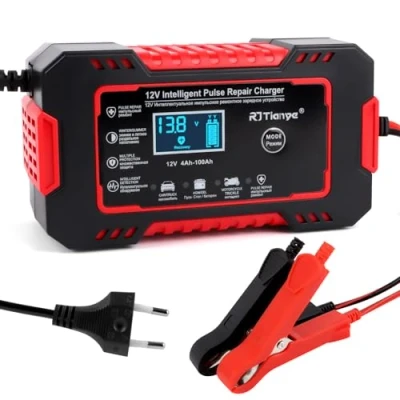 Imagen de Cargador Baterias Coche 6A 12V, Bateria Moto con Pantalla LCD Inteligente,Mantenedor Compensación de Temperatura, para Camión, Moto, Ped, Barco