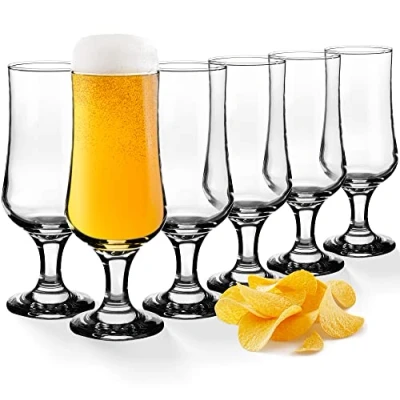Imagen de vasos de cerveza KADAX vidrio, juego 6 unidades, 360 ml, agua, zumo con pie, para bebida, cóctel, bebidas, apto lavavajillas