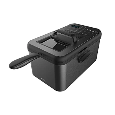 Imagen de Cecotec Freidora de Aceite 3,2 Litros Cleanfry Luxury 3000 Dark. 2400 W, Acero Inoxidable tintado en Negro, 5 Programas Preestablecidos, Filtro OilClean
