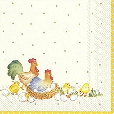 Imagen de 20 servilletas de gallo y gallina en el nido, primavera, Pascua, animales, decoración mesa, decoupage, técnica servilletas, 33 x cm