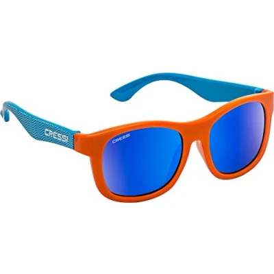 Imagen de Cressi Teddy Sunglasses Gafas de Sol para niños, Juventud Unisex, Azul Claro Ondas/Naranja/Lente Espejada Azul, 3/5 Años