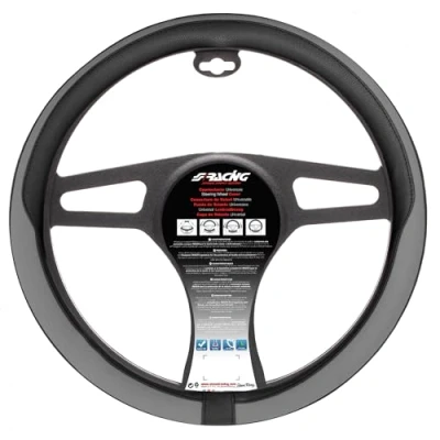 Imagen de Simoni Racing Tidy CVT/43GR Funda cubierta para el volante negro, gris 37 39cm Ecopiel