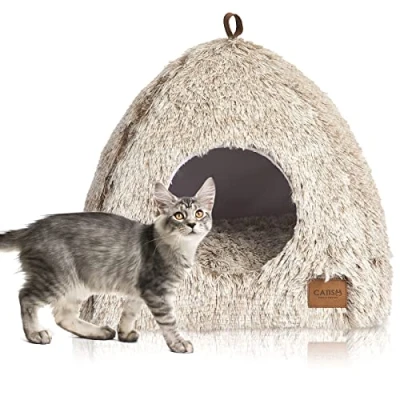 Imagen de CATISM Cama para Perros y Gatos Cojín Mascotas Lavables Redonda Felpa Suave Cómoda Beige (Café)