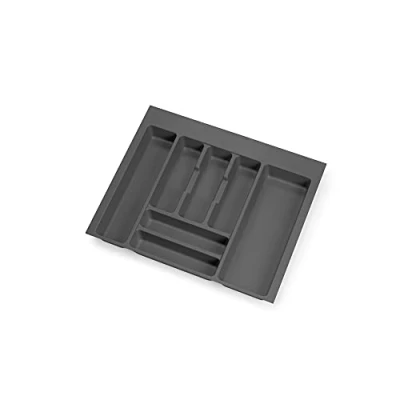 Imagen de EMUCA organizador de Cubiertos, cajón cocina, cubertero, 7 compartimientos, módulo 60cm, Plástico, Gris Antracita