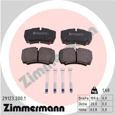 Imagen de ZIMMERMANN 29123.200.1 Juego de pastillas freno preparado para indicador desgaste con tornillos Foto correspondiente a la entrega