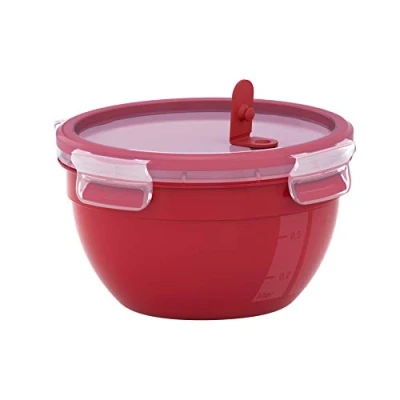 Imagen de Emsa N1060500 Clip &amp; Micro Recipiente para microondas, Rojo, Redondo, 2