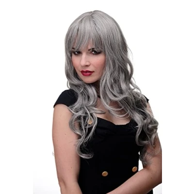 Imagen de WIG ME UP peluca de mujer rizos grandes pelo rizado flequillo liso gris aprox. 65 cm 285 51