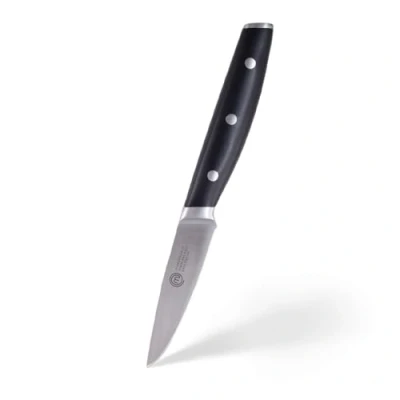 Imagen de MasterChef Cuchillo Cocina Profesional, Tomatero en Acero Inoxidable con Alto Contenido Carbono Cabezales y Asas de Triple Remache, Espiga Llena, Hoja Longitud 9cm