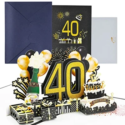 Imagen de joyoldelf Tarjeta Felicitacion 40 Cumpleaños Pop Up Tarjetas Cumpleaño Personalizada 3D, Regalos Divertidos Hombre NiñA, Incluye Sobre, Ideal Para Padre, Madre, Amigo, Novio, Novia