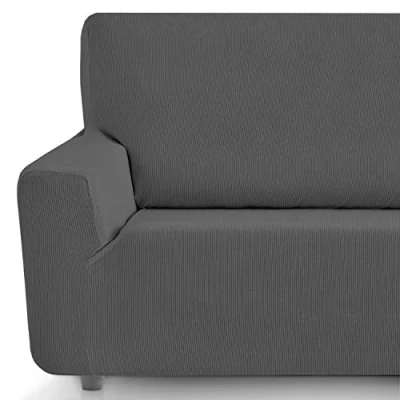 Imagen de Eiffel Textile Fundas Sofa elasticas. Pack 2 para Sofas Adaptable. Cubre Sillon 1 Plaza Elastico. Protector Modelo Rustica. Gris Set Unidades 1+1 (70 110 cm)