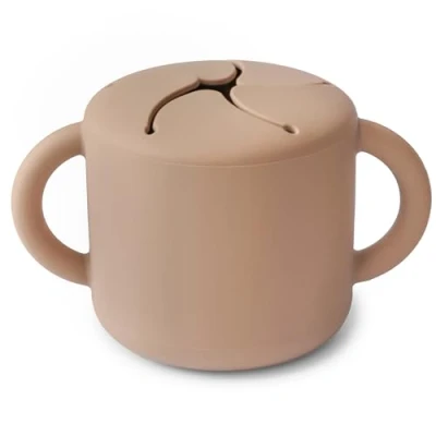 Imagen de mushie Snack Taza de Silicona Fiambrera Infantil para Llevar Antiderrame y Resistente al Lavavajillas Microondas Caja Aperitivos Segura Niños Pequeños Niñas Natural