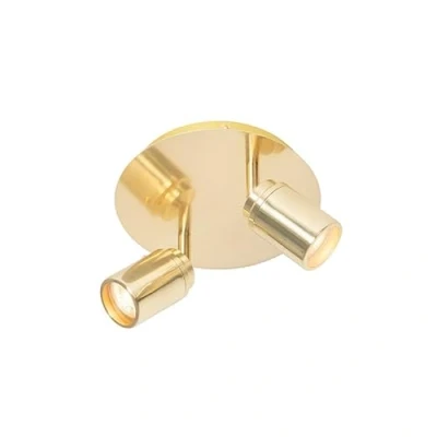 Imagen de QAZQA Foco de baño moderno latón 2 luces IP44 DUCHA Acero Redonda Adecuado para LED Max. x 35 Watt