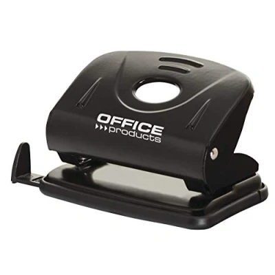 Imagen de OFFICER PRODUCTS 18052211 05 Perforadora Metálica de 2 Agujeros, hasta 25 hojas, mecanismo y carcasa metal, brazo plástico (ABS), color: negro, tapa antideslizante para la base