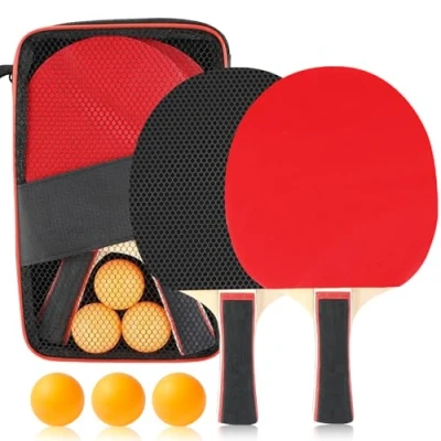 Imagen de Palas de Ping Pong Profesional, Raqueta Pong, Set Portátil, 2 Raquetas Profesionales, 3 Pelotas y Bolsa Transporte, para Juegos Interior Exterior
