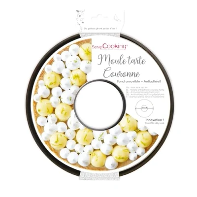 Imagen de ScrapCooking Molde para tartas corona antiadherente con agujero y fondo extraíble Diámetro 30 cm Círculo Pizza Quiche Galette Accesorio Pastelería 1320