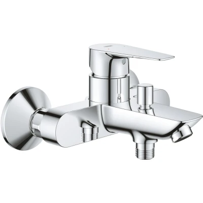 Imagen de GROHE QuickFix Start Edge, Grifo de ducha o bañera, montaje en pared y salida inferior, menor consumo agua, instalación con QuickSpanner incluída, cromo, 24198001