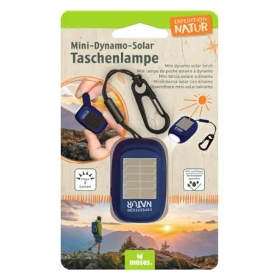 Imagen de moses. Expedition Natur Mini Dynamo Solar Linterna Infantil Batería Recargable con Manivela y Panel de 3 LED brillantes correa mano