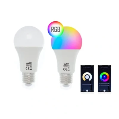 Imagen de Jandei Bombilla LED Inteligente A60 E27, 9W, control WIFI, Regulable RGB + CCT, compatible con Tuya Smart App, Smartlife, Amazon Alexa y Google Home, consumo reducido (1 UNIDAD)