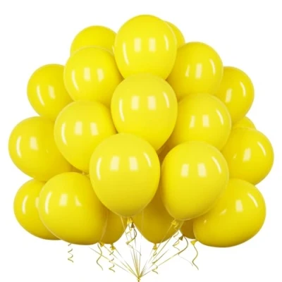 Imagen de Teselife Globos Amarillo, 50Piezas 12Pulgadas Amarillo Mate Látex Helio Globo Mujer Niña Niño Hombre Cumpleaño Aniversario Boda Propuesta Graduación Compromiso Despedida Soltera Baby Shower Decoración
