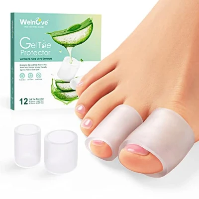 Imagen de Welnove Protectores de dedos 12 fundas silicona con extracto aloe vera para martillo, callos, ampollas Almohadillas suaves gel aliviar el dolor en los