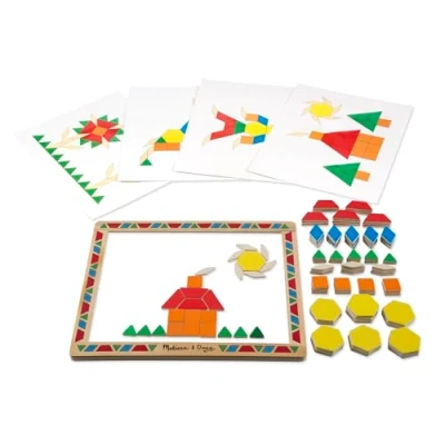 Imagen de Melissa &amp; Doug Juego de bloques magnéticos madera con diseños (13590)
