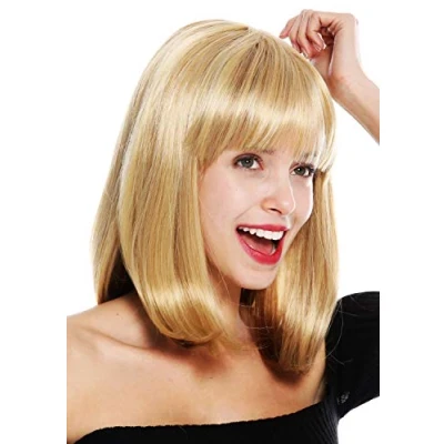 Imagen de WIG ME UP VK 1 660H peluca de mujer pelo corto al hombro Bob largo flequillo liso rubio claro mix