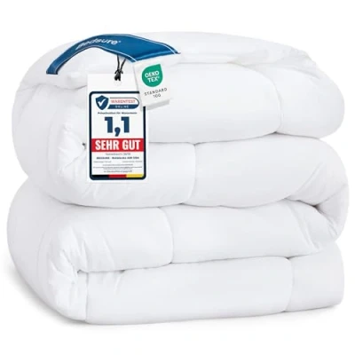 Imagen de Bedsure edredón 135 x 200 Invierno cálido de Relleno 450GSM, Öko Tex, para alérgicos Blanco