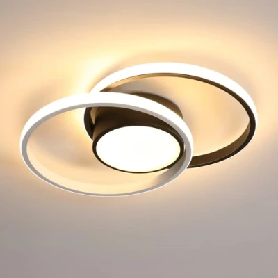 Imagen de Comely Plafon Led Techo, 42W Moderna Lámpara de Techo LED, Redondo Luz del Para Corredor Baño Cocina Sala Estar Dormitorio Pasillo, Cálida 3000K, Largo 40cm, Negro