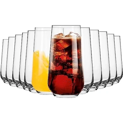 Imagen de Krosno Vasos de Agua Jugo Highball Conjunto 12 Piezas 480 ML Splendour Collection Perfectos para Uso en Casa, Restaurante y Fiestas Apto Lavavajillas