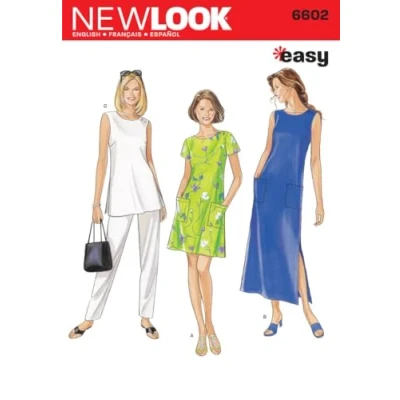 Imagen de New Look Patrón de Costura 6602: Vestidos Mujer, Talla A, Algodón, Multicolor, A (S M L XL XXL)