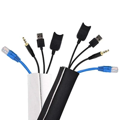 Imagen de conecto Organizador de Cables Neopreno con Cierre Velcro Universal, 3 m, CC50684, Color Negro y Blanco