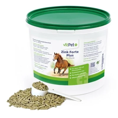 Imagen de VitPet+ zinc Forte Plus Pellets de premium Para caballos Alta dosis caballo cobre y selenio piel, pelo sistema inmunológico 1,8 kg incluye cuchara dosificadora