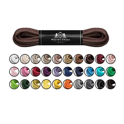 Imagen de Cordones Mount Swiss© Luxury encerados y redondos para zapatos de traje piel, 2 3 mm diámetro, 45 120 cm longitud, color Marrón, talla