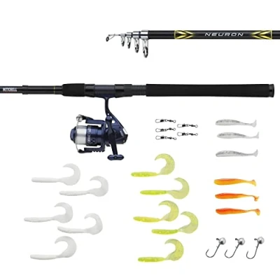 Imagen de Mitchell Neurona, caña de Pescar, Juego señuelos, Combo Pesca Listo para IR, Unisex, Azul/Oro, 180 T 5 15g 2000