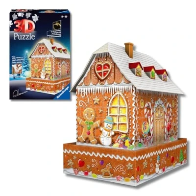 Imagen de Ravensburger 11237 Puzzle 3D Ginger Bread House Night Edition, 257 Piezas, Multicolor, Edad Recomendada 8+, Dimensión Final 29x10 cm
