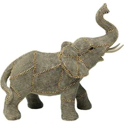 Imagen de Kare Figura Decorativa de Elefante Perlas, Gris, Hecha a Mano, Objeto Decorativo para salón, estanterías, Adorno con Perlas Artificiales, diseño Animales, 22,5 x 24 12 cm (Alto Ancho