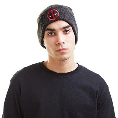 Imagen de Marvel Deadpool Logo Beanie Hat Gorro, Gris (Charcoal Cha), Talla única para Hombre