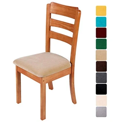Imagen de Homaxy Fundas Sillas Comedor, Muy Fácil de Limpiar Duradera, Modernas Funda Asiento Silla, Elásticas Chair Covers Lavables (Crema, Paquete 2)