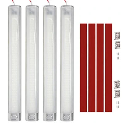 Imagen de Intckwan Plafon LED 12V Autocaravana, Luz 12v, Tira Interior Lampara, 6000K Blanca, Luces Coche para RV Caravana Camper Furgoneta Barco Techo Camión(4 Piezas)