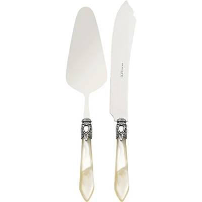 Imagen de Bugatti OXBAM N3220/21 Oxford Juego de Paleta y Cuchillo para Servir Tartas (Acero plástico, 21 x 18 3 cm), Color Marfil