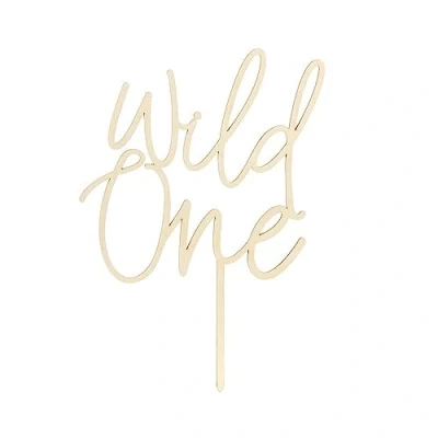 Imagen de PartyDeco Wild One Cake Topper de madera, 22 cm, fiesta cumpleaños, eventos, decoración madera