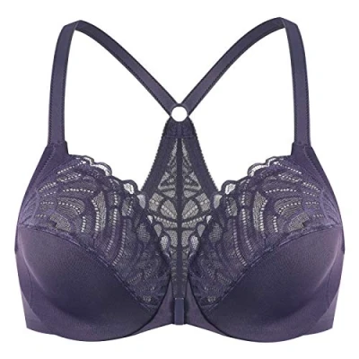 Imagen de MELENECA Sujetador Cierre Delantero Encaje Racerback para Mujer Morado 100D
