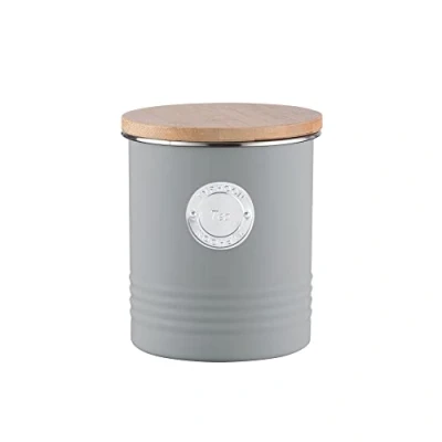 Imagen de Typhoon Living Recipiente hermético para Almacenamiento de té con Tapa bambú, Gris, 1 L