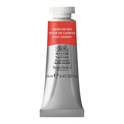 Imagen de Winsor &amp; Newton Acuarela Profesional Pintura de Acuarela, Alta Luminosidad, Resistente a la Luz, Calidad Archivo, Tubo 14 ML, Color Rojo Cadmio