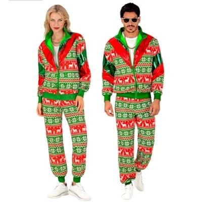 Imagen de W WIDMANN MILANO Party Fashion Chándal con motivos navideños, Merry Christmas Party, Disfraz de Navidad, 80s, jogging suit