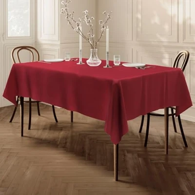 Imagen de Home Direct Mantel 100% poliéster, Rectangular 140 x 240cm Rojo Oscuro, Bordeaux
