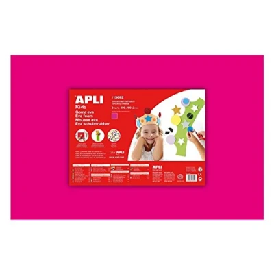 Imagen de APLI Kids 13692 Bolsa goma EVA rosa fucsia, 400x600x2mm 5 hojas