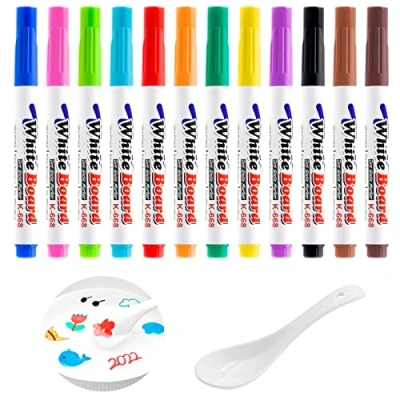 Imagen de LALASTYLE Bolígrafo mágico de pintura agua, 12 colores+cuchara, flotante en bolígrafos garabatos rotuladores borrables a base agua